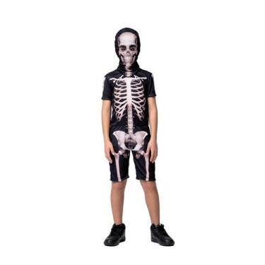 Imagem de Fantasia Curta Esqueleto Caveira Halloween Festas - Fantasias Super, M