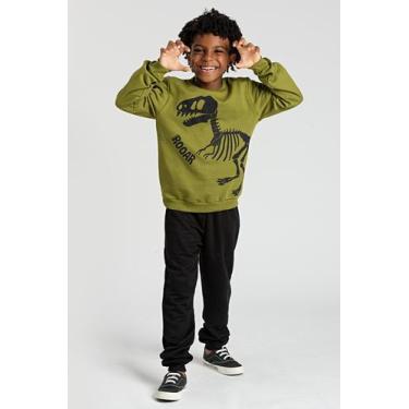 Imagem de Conjunto Infantil de Moletom Verde Dino Roar - Vida Costeira Oficial, 