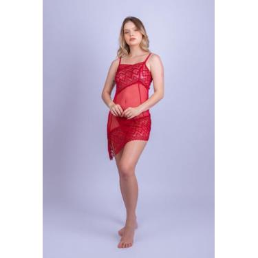 Imagem de Camisola de Renda Sense e Fio Dental Strappy - Stella Bernardi, Vermel