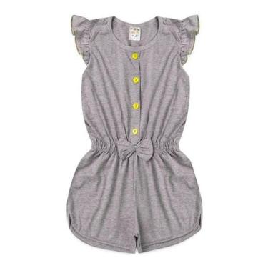 Imagem de Macaquinho Infantil Menina Algodão Atacado Flor Baby Até O 8, Amarelo,