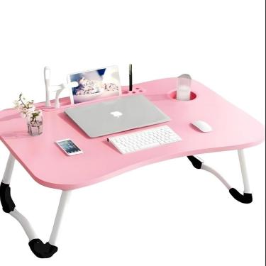 Imagem de Mesa para Notebook Home Office com Usb Ventilador Iluminação Dobravel Portatil Rosa Yeet