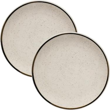 Imagem de Kit Prato de Sobremesa Unni Brisa Porcelana Resistente a Micro-ondas e Lava-louças 10 Peças 19cm Branco