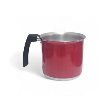 Imagem de Fervedor Leiteira Canecão Tradicional Alumínio Vermelho 800ml 10cm Compacto Eficiente Laredu