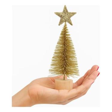 Imagem de Mini Árvore Natal Dourada 10cmx5cm Enfeite Natalino Decoração - Genéri