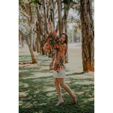 Imagem de Kimono Petra seda santorini  Cor estampado Tamanho 38 ao 46 - Dona Ana