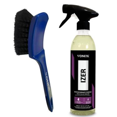 Imagem de Kit Limpeza de Rodas Descontaminante Ferroso IZER 500ML com Escova Cerdas Duras Anatômica Vonixx