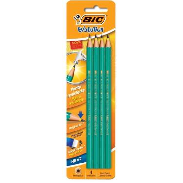 Imagem de Lápis Preto BIC Evolution 2HB Sextavado sem Borracha 4 Unidades