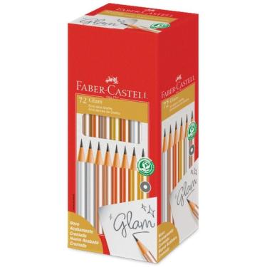 Imagem de Lápis Faber-Castell Ecolapis Grafite Glam Redondo com Acabamento Cromado Madeira Preto
