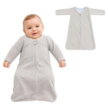 Imagem de Saco de Dormir Bebê com Manga Longa Zíper Tecido Plush Cinza - GG - Mi