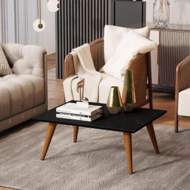 Imagem de Mesa de Centro Decorativa Sala Retangular Pés Madeira Dubai COR:Preto 