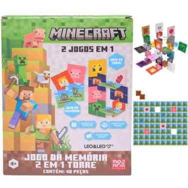 Imagem de Jogo da Memória 2 em 1 Torre Minecraft - 48 Peças - Leo&Leo