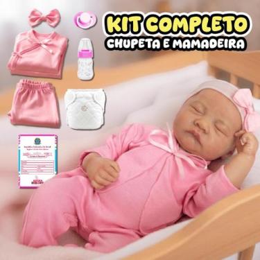 Imagem de Boneca Bebê Reborn Realista Olhos Fechados Original Silicone Lívia Pod