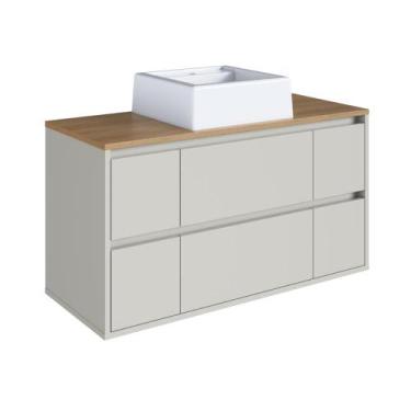 Imagem de Gabinete para Banheiro Suspenso com Cuba 90cm 2 Portas 4 Gavetas Berli