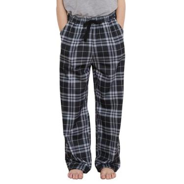 Imagem de Calça Pijama Infantil Xadrez Cinza e Preto PATPAT Tamanho 13-14