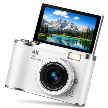 Imagem de Câmera Digital 4K 48MP Tela Giratória 180 Zoom 8X Flash LED Vlog Selfi