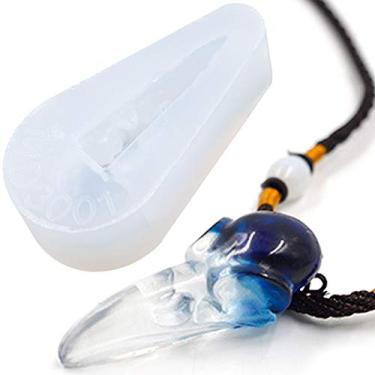 Imagem de Molde de silicone de resina epóxi de crânio corvo para fabricação de joias, pingente, chaveiro, berloques, brincos, 6,6 x 3,5 x 1,8 cm