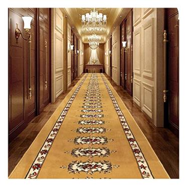 Imagem de Tapete de corredor Tapete do teste padrão europeu do camelo, tapete de rolo absorvente antiderrapante do piso longo, largura 0.65-1.2m (Size : 120x700cm)