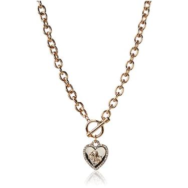 Imagem de GUESS Colar feminino com pingente de coração com logotipo 4G prata/ouro/cristal, tamanho único, One Size, Metal Cristal