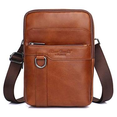 Imagem de Bolsa carteiro masculina Hebetag de couro para ombro, #04brown(s), Small