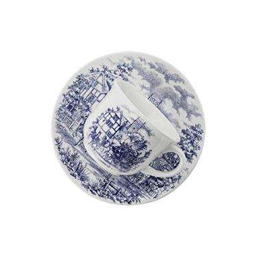 Imagem de Conjunto com 6 Xícaras de Chá Biona Cena Inglesa Branco/Azul