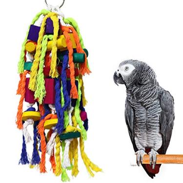 Imagem de Brinquedos de mastigar papagaio grandes e pequenos da RYPET – Brinquedos de mordida de gaiola de papagaio, blocos de madeira, brinquedos de rasgar para Conures Cockatiels African Grey e outros papagaios da Amazon