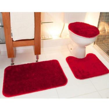 Imagem de Jogo Para Banheiro Classic Com 3 Peças Cereja - Tapete Oasis