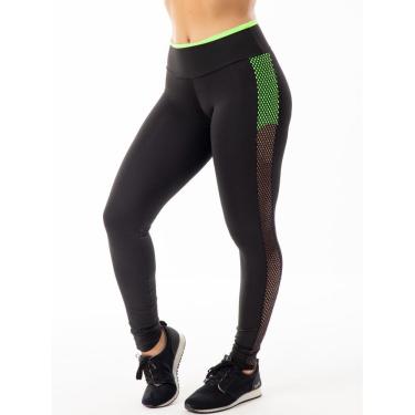 Imagem de Calça Legging Mescla com Grade Lateral Neon | 4501