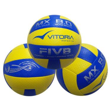 Imagem de Kit 3 Bolas Volei Oficial Vitoria Mx 8.0 Pro Ultra Macia