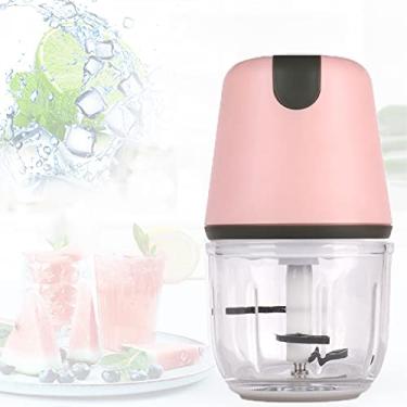 Imagem de Máquina de triturador de gelo elétrica de 70W, máquina de triturador de gelo de carregamento USB para casa com ajuste de 2 velocidades, triturador de gelo para gelo raspado para fabricação de vitaminas, casa, cozinha (rosa)