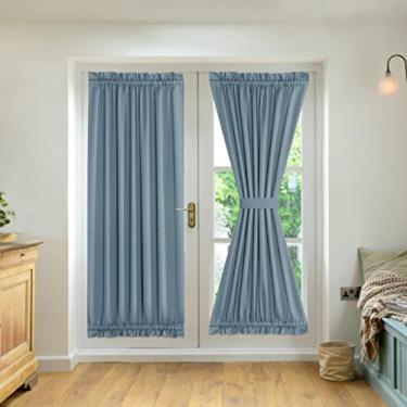 Imagem de painéis cortinas de porta francesa com rod bolso tieback interior bloqueio de sol privacidade ilhós cortinas cortina blackout térmica para janela cozinha pátio portas 25 x 72 polegadas