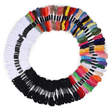 Imagem de 100pcs bordado fios fio amizade pulseiras linha artesanato fio arco-íris cor para adultos iniciantes para tricô projeto ponto cruz
