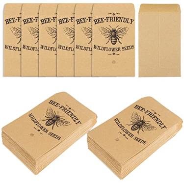 Imagem de Whaline Pacote com 200 envelopes de moedas autoadesivos para abelha pequenos envelopes kraft pacotes de flores silvestres para chá de bebê pacotes de armazenamento de flores pequenas para presentes de casamento no jardim lembrancinhas de festa de , 3,5 x 2,4 polegadas