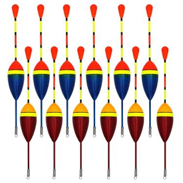 Imagem de Proximitck 12 peças flutuadores de pesca bobbers de pesca balsa cortiça madeira flutua vara oval boia boia boia para equipamento de pesca acessórios para pesca de robalo de truta