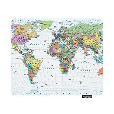 Imagem de Nicokee Mouse Pad para jogos Mapa do Mundo Colorido Fronteiras Países Estradas e Cidades Isolado Antiderrapante Tapete de Mouse de Borracha para Computadores, Laptop, Escritório, Mousepad Retangular para Casa 24 cm x 20 cm