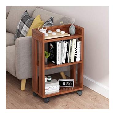 Imagem de Estante de madeira Mordern Estante de estantes de móveis Prateleira de armazenamento para quarto, sala de estar, unidades de prateleira multifuncionais para coleção, organizador de armazenamento, estante de 3 níveis (cor