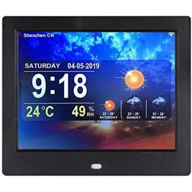 Imagem de Máquina Leitor De Álbum Eletrônico De 8 Polegadas Relógio Previsão Do Tempo WiFi Leitor De Moldura Digital Álbum Eletrônico