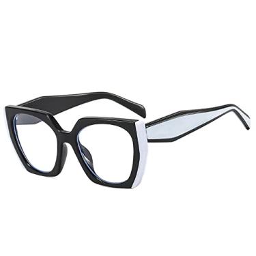 Imagem de Tendência Óculos de Sol Quadrado Preto Branco Feminino Luxo Vintage Grande Armação Óculos de Sol Feminino Sombras UV400 Óculos de Sol, 7, Tamanho Único