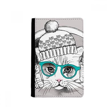 Imagem de Fone de ouvido chapéu de lã branco gato proteger animal passaporte titular notecase burse capa carteira cartão bolsa, Multicolor