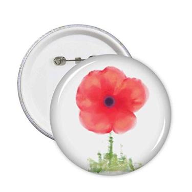 Imagem de Broche de aquarela com flor vermelha de milho para decoração de 5 peças