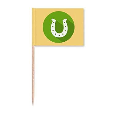 Imagem de Palito de dente verde redondo logotipo ferradura festival bandeiras marcadoras decoração de festa