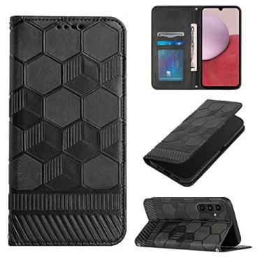 Imagem de Capas de telefone padrão futebol Samsung Galaxy A14 A 14 5G capa de couro slots de cartão de luxo clipe de carteira de telefone de negócios Samsung A14 5G capas (preto, Samsung A14 5G)