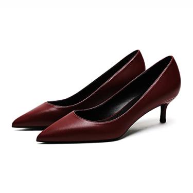 Imagem de Sapato feminino bico fino salto alto sapato salto stiletto salto alto clássico fechado sapato sapato de festa slip on, vermelho, 40 EU/9 US