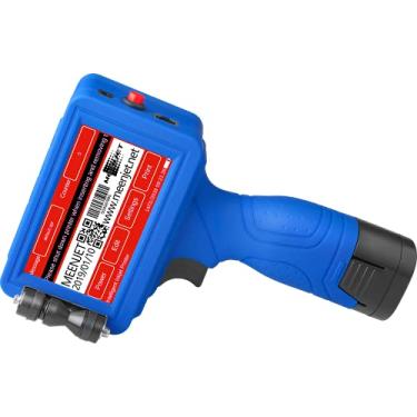 Imagem de PEKOKO M7 Impressora a jato de tinta portátil Texto/Número de série/Data/Código de barras/Código QR Marcação de carimbo de data portátil com codificação Máquina de impressão de plástico (Blue)