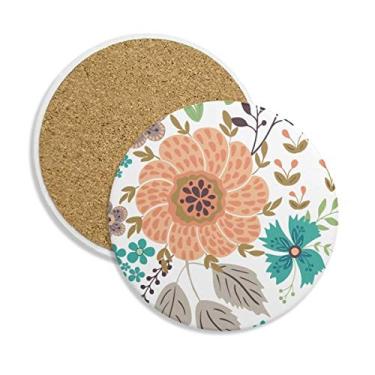 Imagem de Porta-copos de cerâmica com flor de sol para plantas, porta-copos de cerâmica, pedra absorvente para bebidas, presente de 2 peças