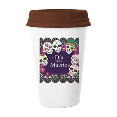 Imagem de Caveira O Dia dos Mortos Ilustração Caneca Café Copo Cerâmica Copo Tampa