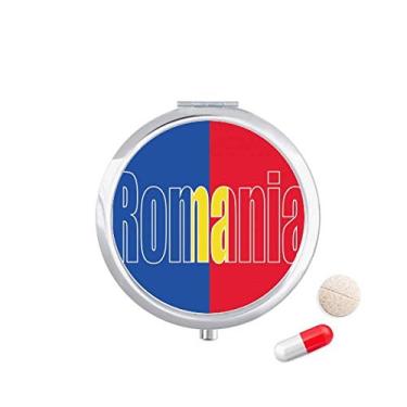 Imagem de Porta-comprimidos com nome da bandeira do país da Romênia, caixa de armazenamento de medicamentos, dispensador de recipiente