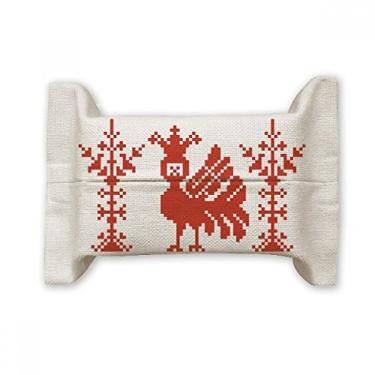 Imagem de Mosaico vermelho de árvores de animais Rússia suporte de capa de papel para lenços faciais saco de linho de algodão