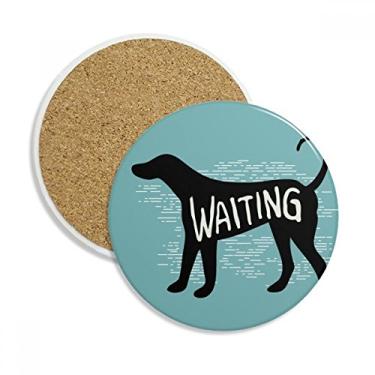 Imagem de Caneca de porta-copos natural com contorno de animal preto e pedra absorvente de proteção de mesa