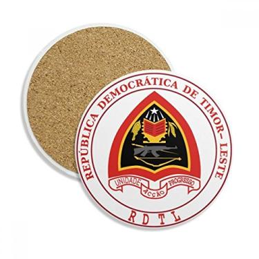 Imagem de Caneca porta-copos com emblema nacional de Timor Leste Dili Caneca de mesa Pedra absorvente de proteção