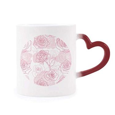Imagem de Caneca de grés vermelha com flor rosa pintada à mão